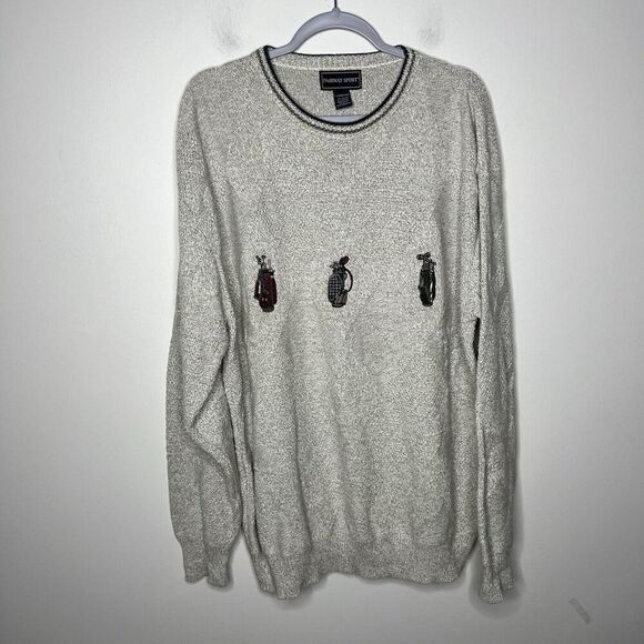 Fairway Sport Sweater Mens XL Tall Embroidered Golf Bags Crew Neck Pullover Vtg - Picture 11 of 12